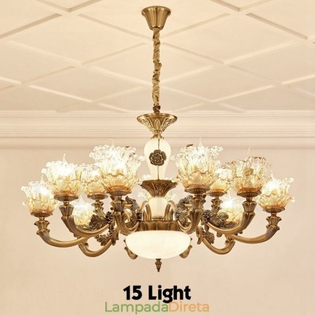 Lustre de metal integrado clássico tradicional de 15 luzes Lustre de metal integrado clássico tradicional de 15 luzes
