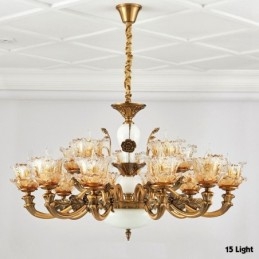 Lustre de metal integrado clássico tradicional de 15 luzes