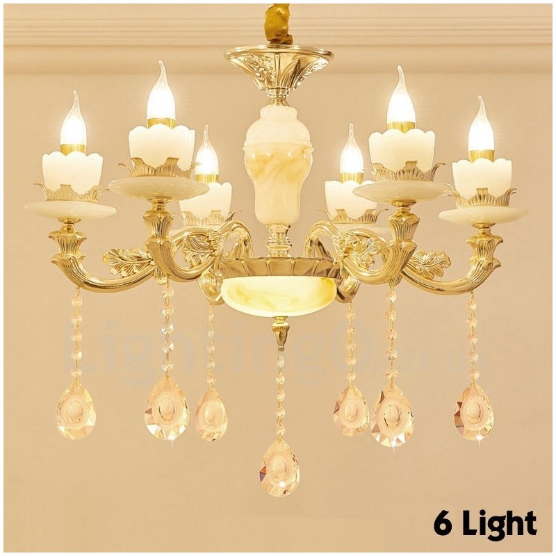 Lustre de metal integrado clássico tradicional de 6 luzes