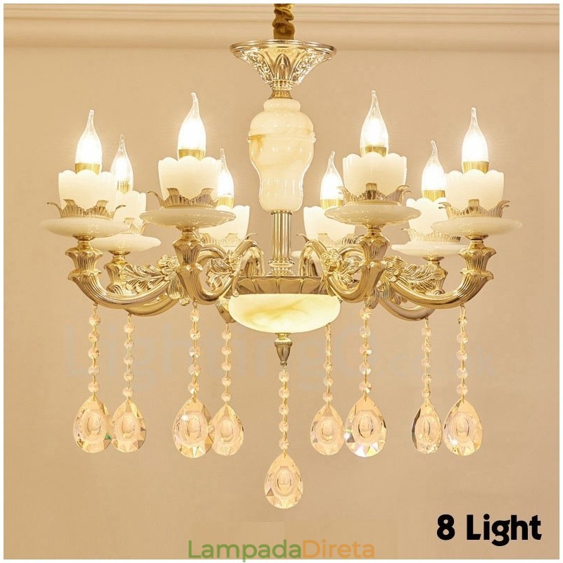 Lustre de metal integrado clássico tradicional de 8 luzes