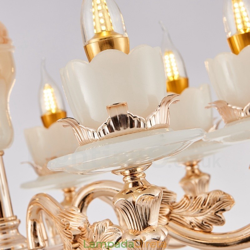 Lustre de metal integrado clássico tradicional de 8 luzes