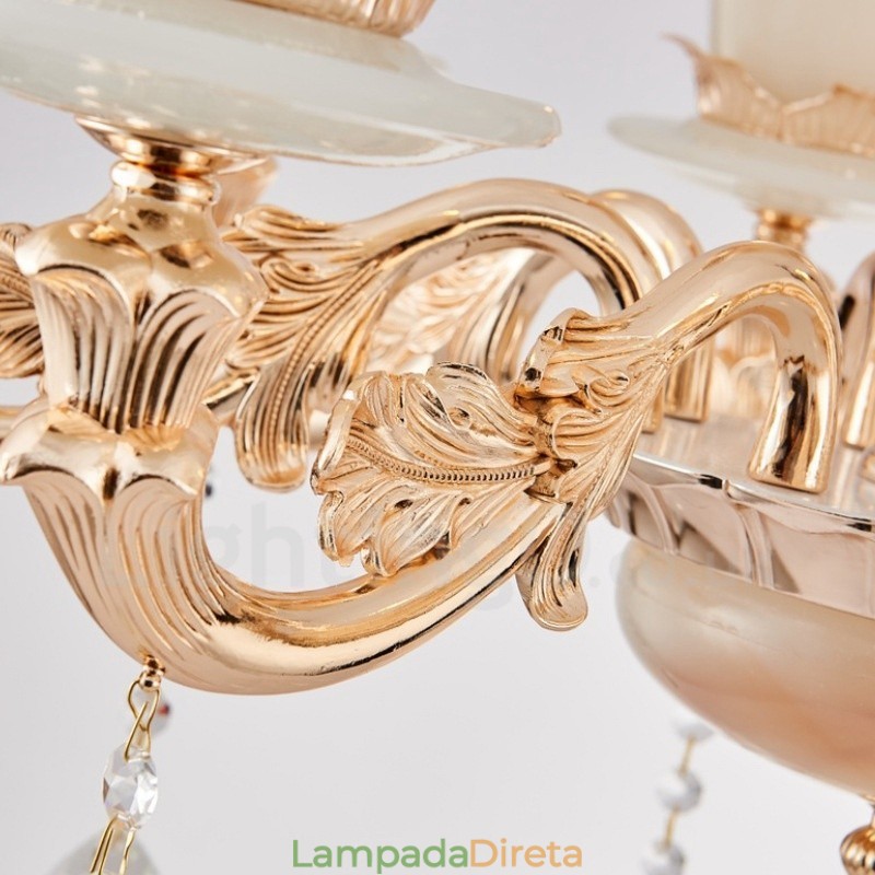 Lustre de metal integrado clássico tradicional de 8 luzes