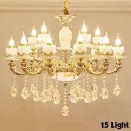 Lustre de metal integrado clássico tradicional de 15 luzes
