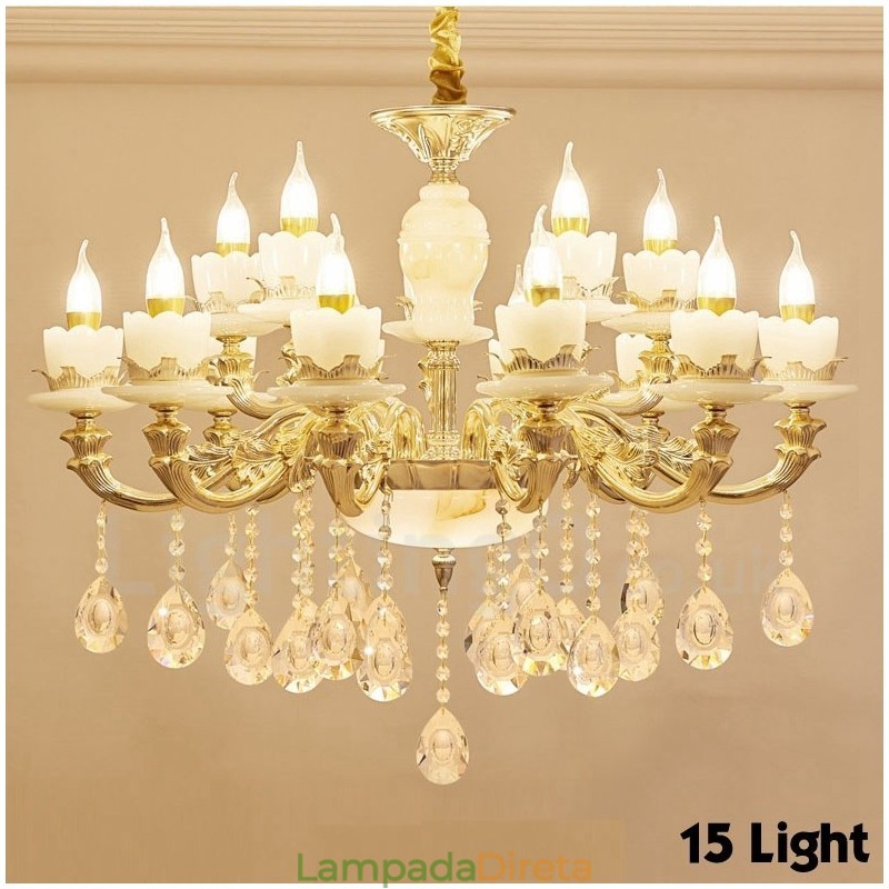 Lustre de metal integrado clássico tradicional de 15 luzes
