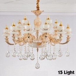 Lustre de metal integrado clássico tradicional de 15 luzes