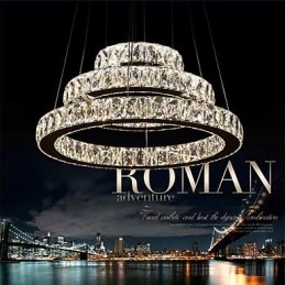 Luminária pendente moderna iluminação quente branco três anéis d204060 transparente k9 grandes luzes de teto de cristal