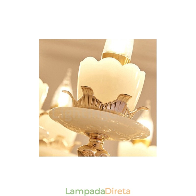 Lustre de metal integrado clássico tradicional de 15 luzes