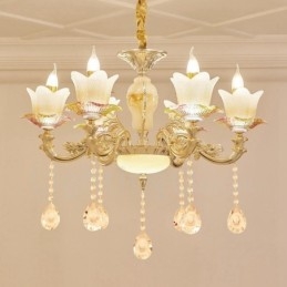 Lustre de metal integrado clássico tradicional de 6 luzes
