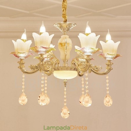 Lustre de metal integrado clássico tradicional de 6 luzes Lustre de metal integrado clássico tradicional de 6 luzes
