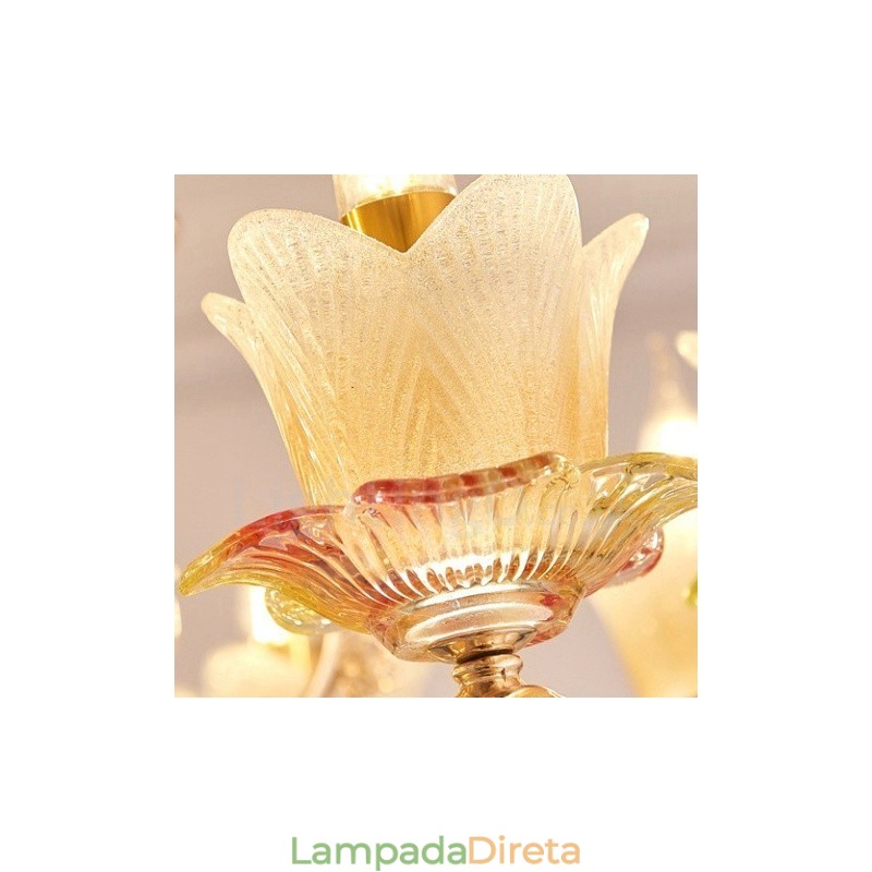 Lustre de metal integrado clássico tradicional de 6 luzes