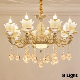 Lustre de metal integrado clássico tradicional de 8 luzes