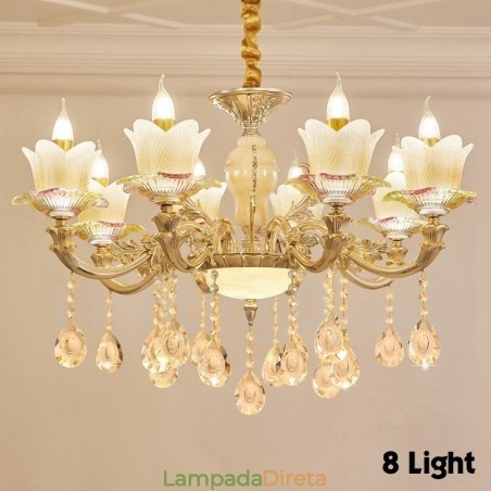 Lustre de metal integrado clássico tradicional de 8 luzes Lustre de metal integrado clássico tradicional de 8 luzes