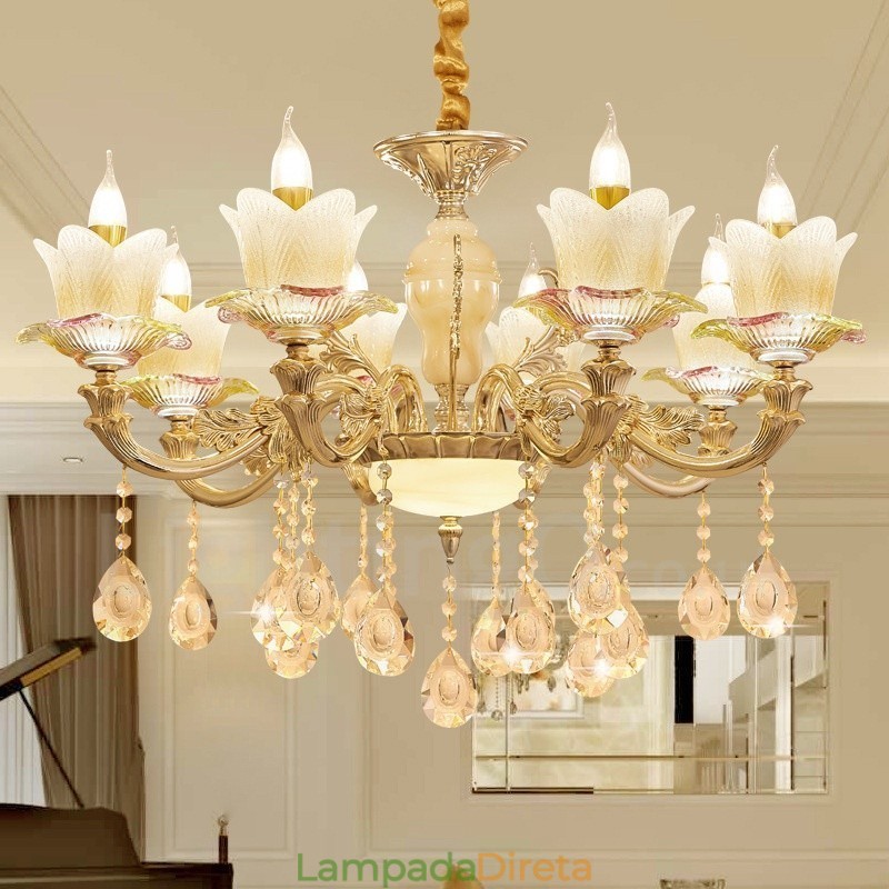 Lustre de metal integrado clássico tradicional de 8 luzes