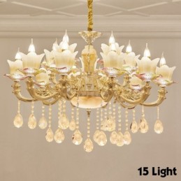 Lustre de metal integrado clássico tradicional de 15 luzes