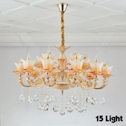 Lustre de metal integrado clássico tradicional de 15 luzes