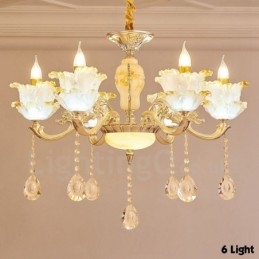 Lustre de metal integrado clássico tradicional de 6 luzes