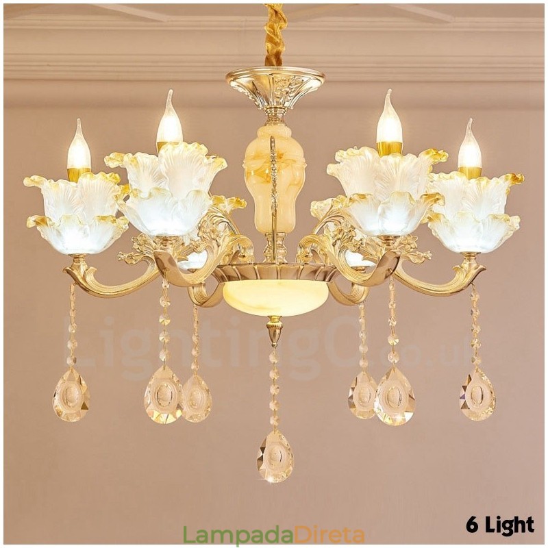 Lustre de metal integrado clássico tradicional de 6 luzes