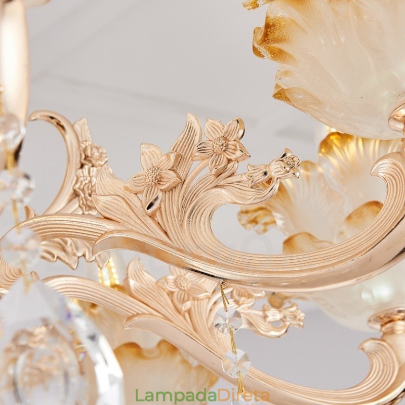 Lustre de metal integrado clássico tradicional de 6 luzes
