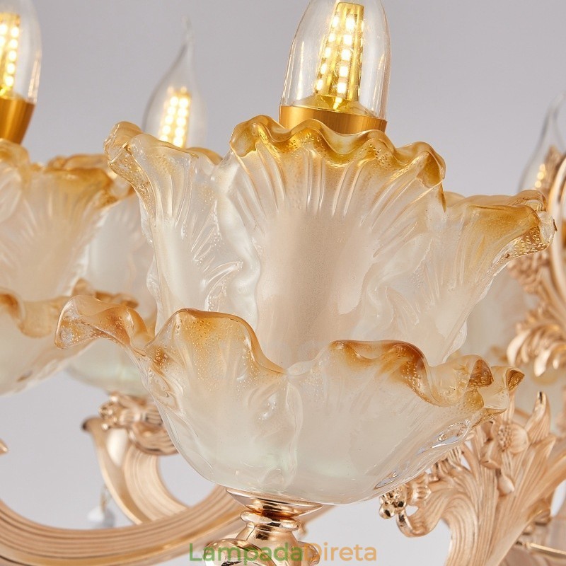 Lustre de metal integrado clássico tradicional de 8 luzes