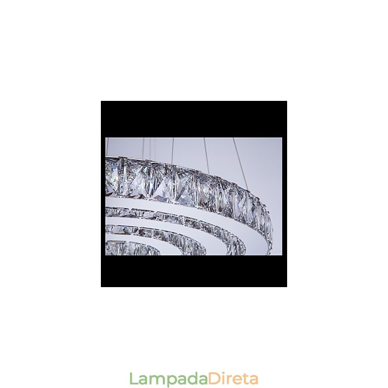 Luminária pendente moderna iluminação quente branco três anéis d204060 transparente k9 grandes luzes de teto de cristal