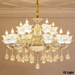 Lustre de metal integrado clássico tradicional de 15 luzes