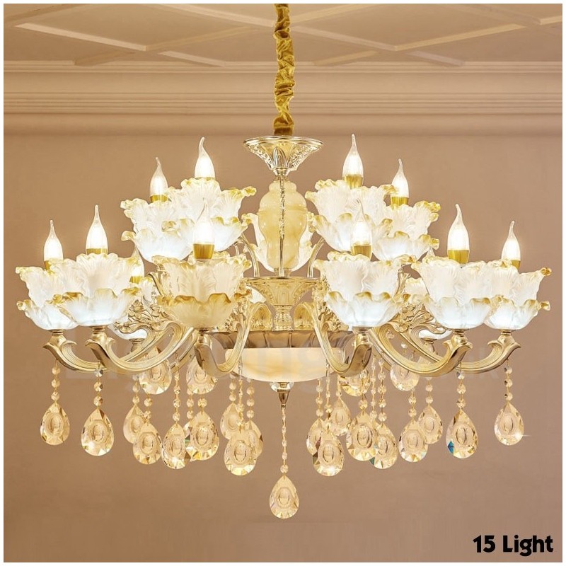 Lustre de metal integrado clássico tradicional de 15 luzes