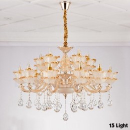Lustre de metal integrado clássico tradicional de 15 luzes