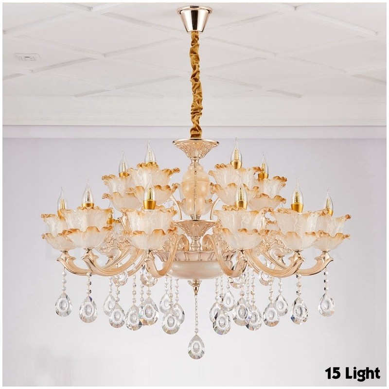 Lustre de metal integrado clássico tradicional de 15 luzes