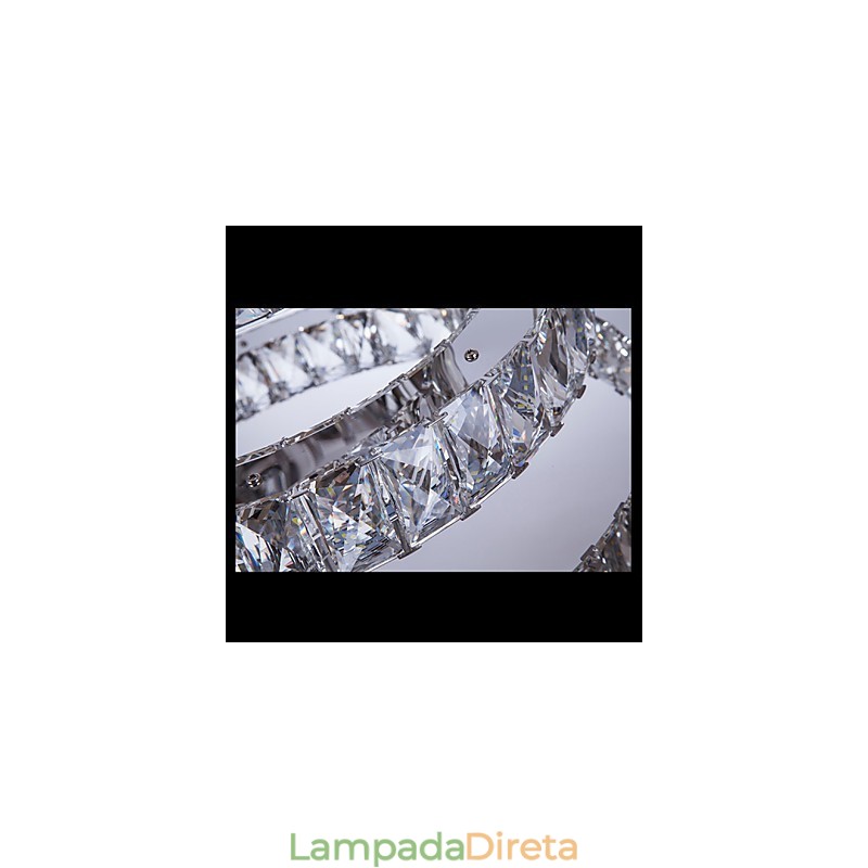 Luminária pendente moderna iluminação quente branco três anéis d204060 transparente k9 grandes luzes de teto de cristal