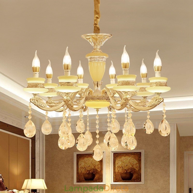 Lustre de metal integrado clássico tradicional de 8 luzes