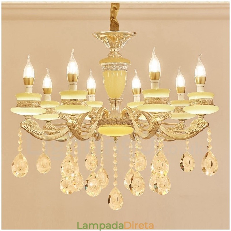 Lustre de metal integrado clássico tradicional de 8 luzes