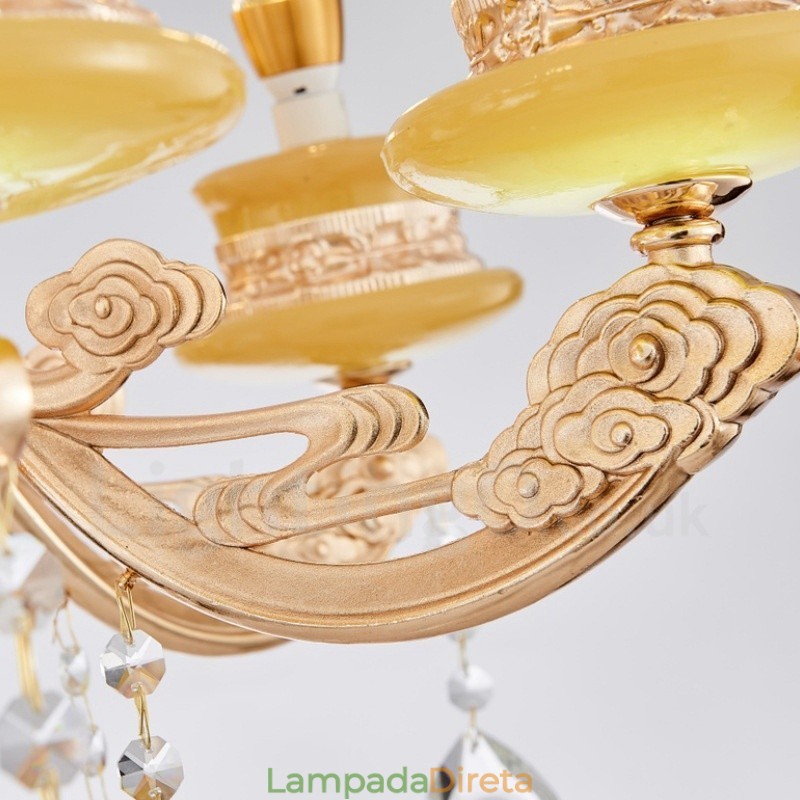 Lustre de metal integrado clássico tradicional de 8 luzes