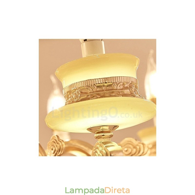 Lustre de metal integrado clássico tradicional de 8 luzes
