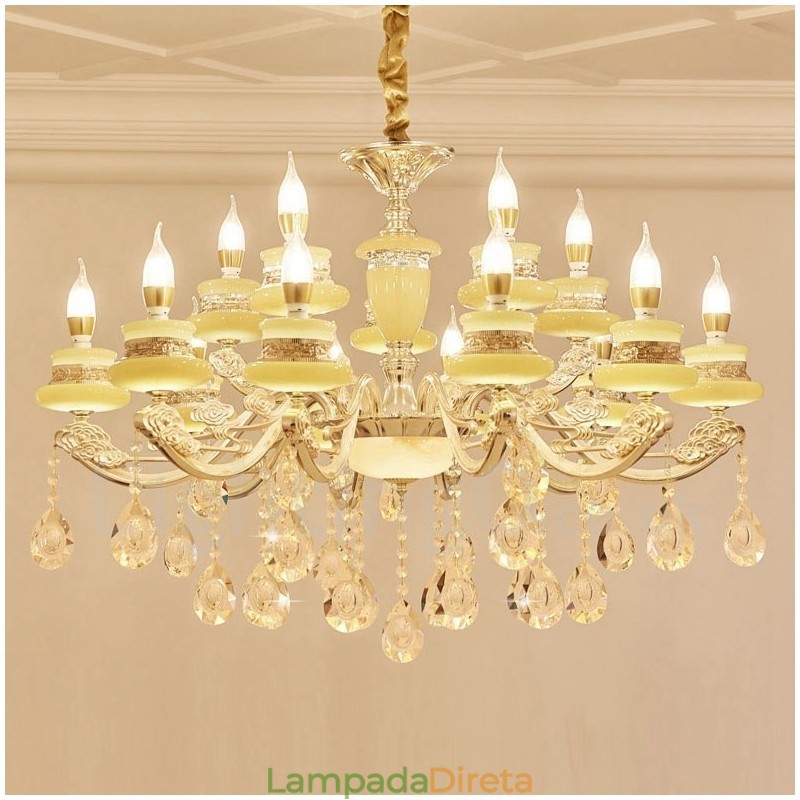 Lustre de metal integrado clássico tradicional de 15 luzes
