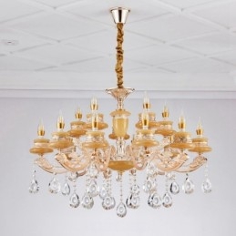 Lustre de metal integrado clássico tradicional de 15 luzes