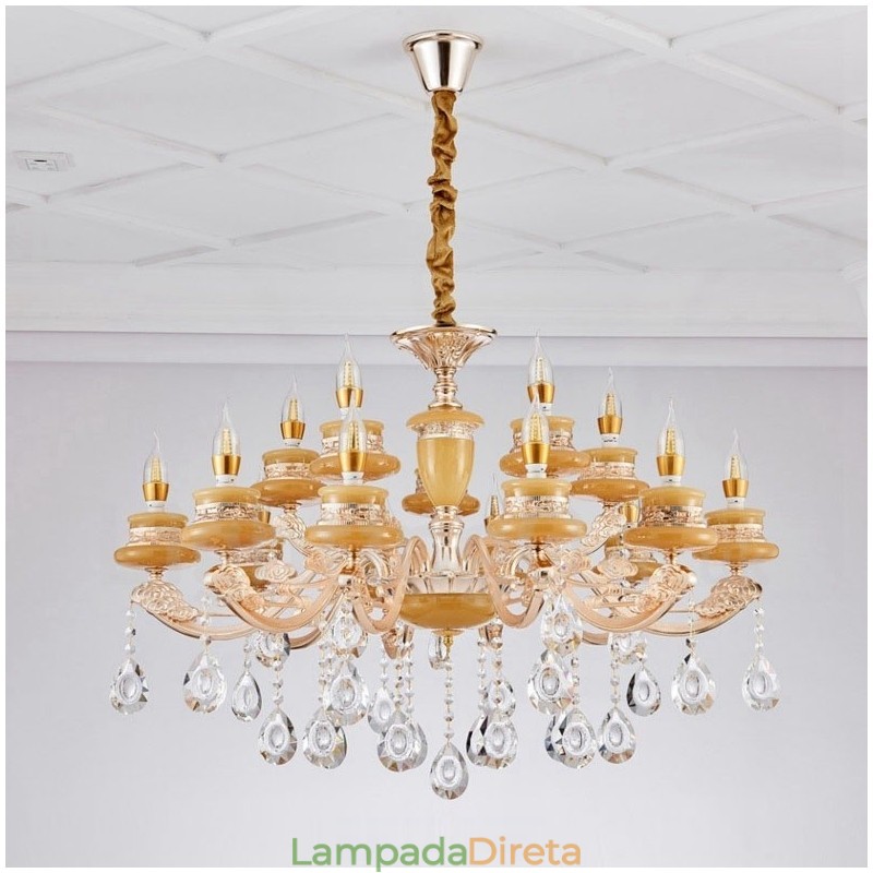 Lustre de metal integrado clássico tradicional de 15 luzes