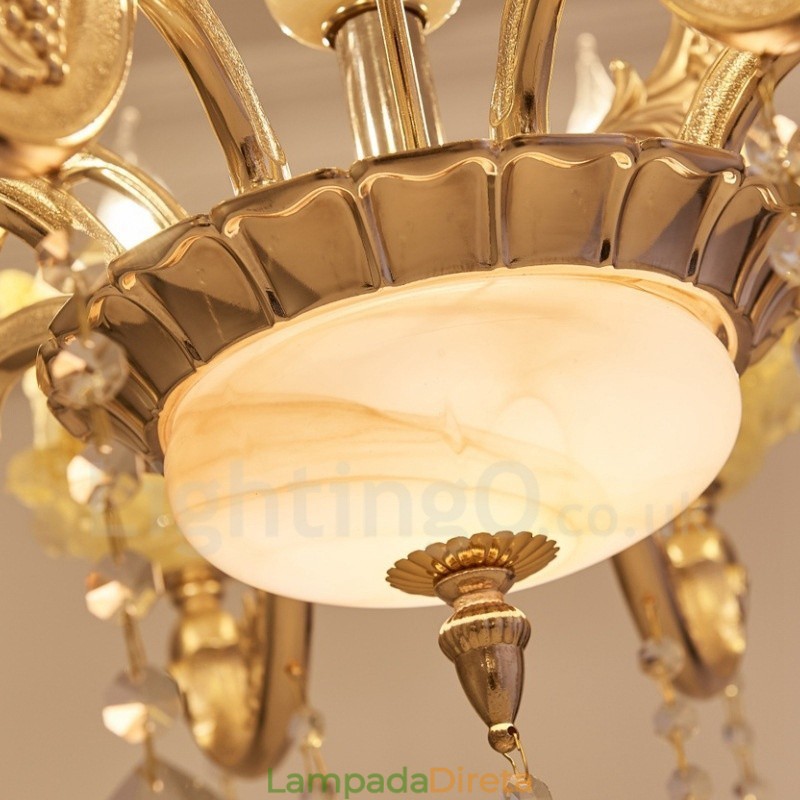 Lustre de metal integrado clássico tradicional de 6 luzes