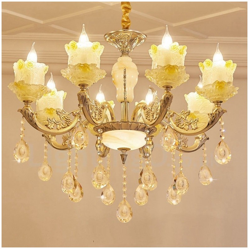 Lustre de metal integrado clássico tradicional de 8 luzes