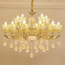 Lustre de metal integrado clássico tradicional de 15 luzes
