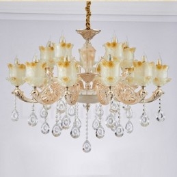 Lustre de metal integrado clássico tradicional de 15 luzes