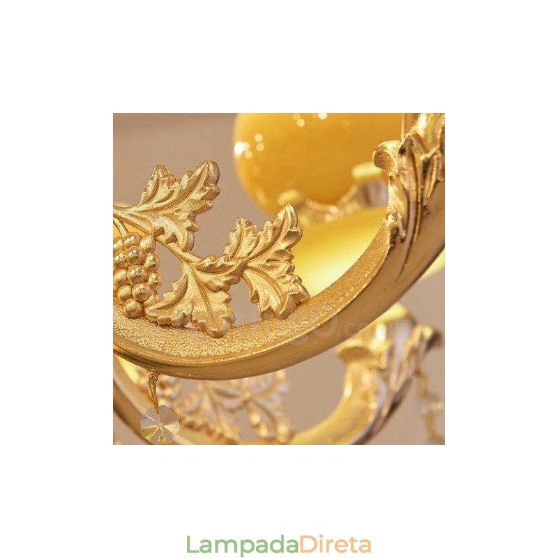 Lustre de metal integrado clássico tradicional de 6 luzes