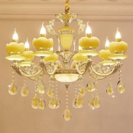 Lustre de metal integrado clássico tradicional de 8 luzes