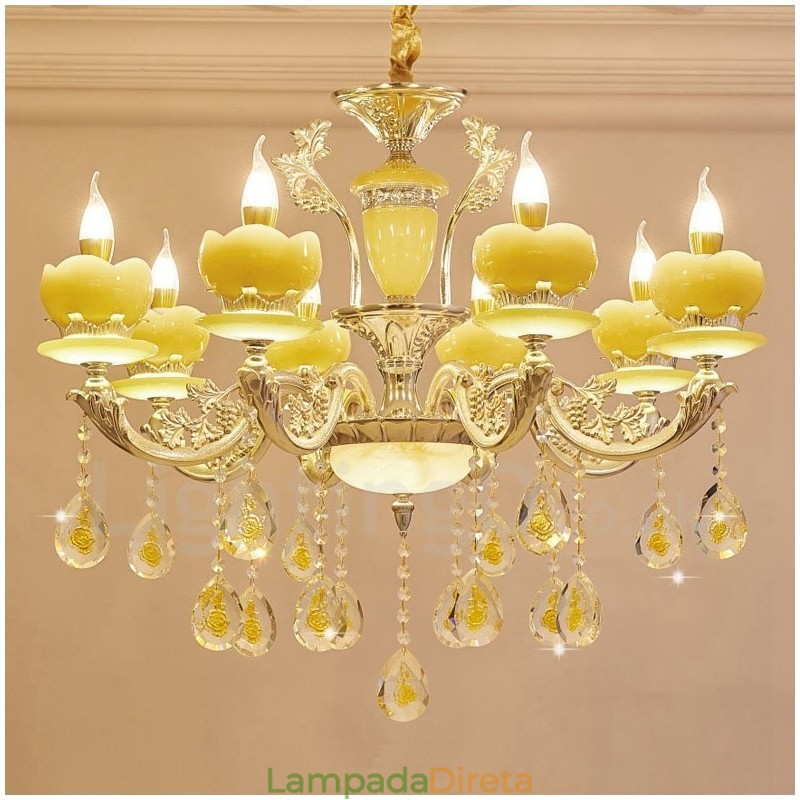 Lustre de metal integrado clássico tradicional de 8 luzes
