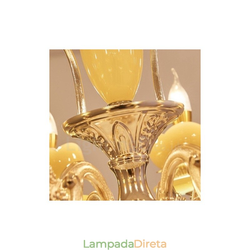 Lustre de metal integrado clássico tradicional de 8 luzes