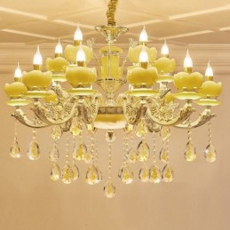 Lustre de metal integrado clássico tradicional de 15 luzes