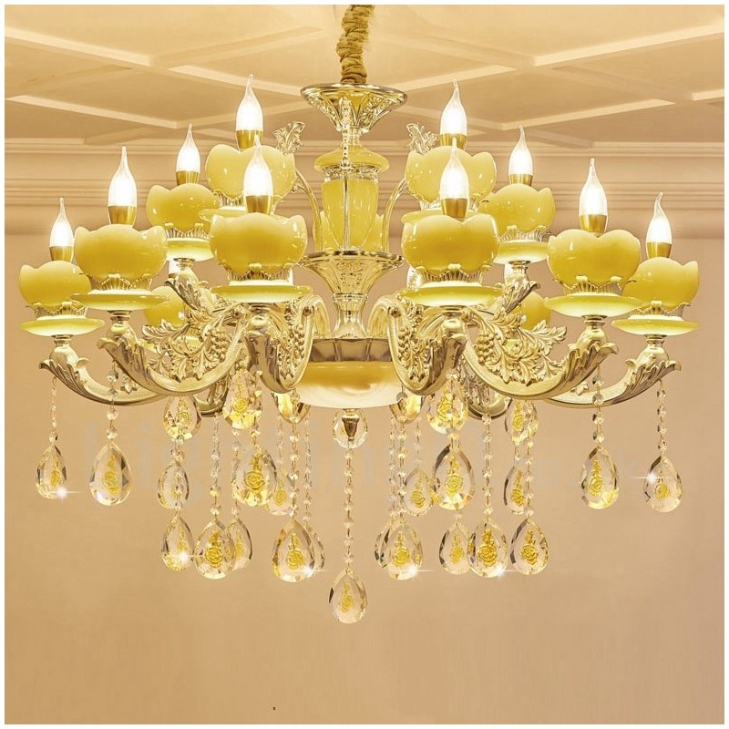 Lustre de metal integrado clássico tradicional de 15 luzes