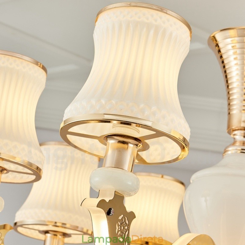 Lustre de vela de luxo integrado clássico tradicional de 6 luzes em metal