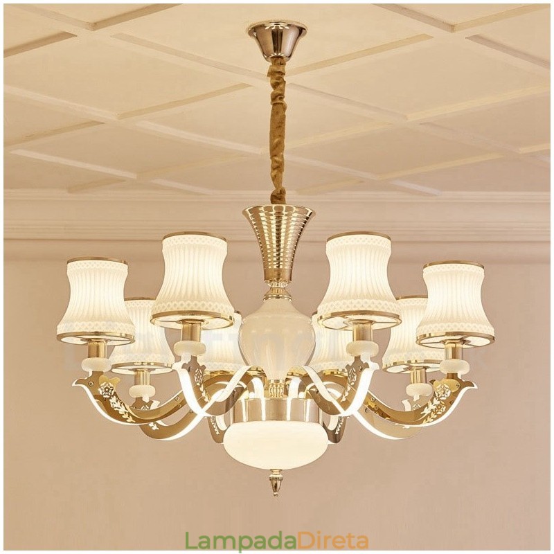 Lustre de metal integrado clássico tradicional de 8 luzes