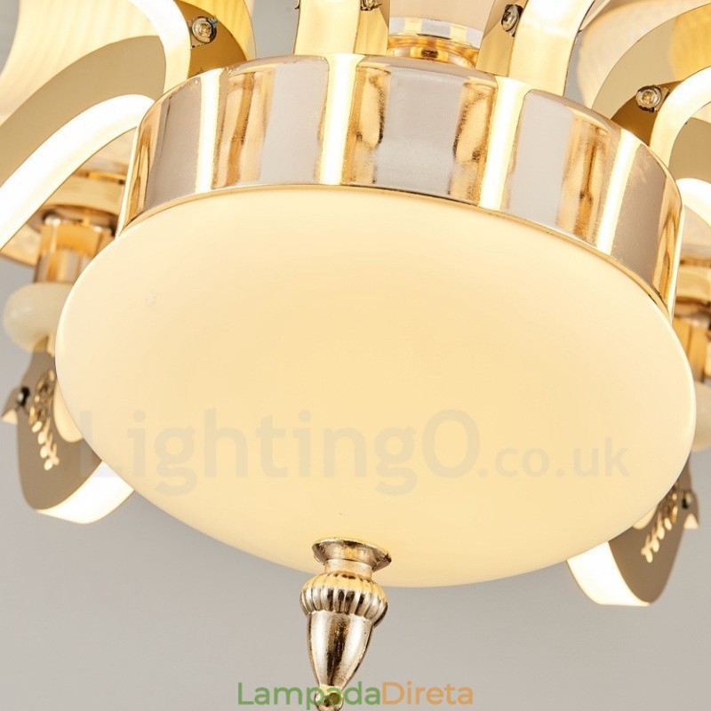 Lustre de metal integrado clássico tradicional de 8 luzes