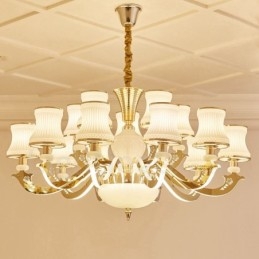 Lustre de metal integrado clássico tradicional de 15 luzes